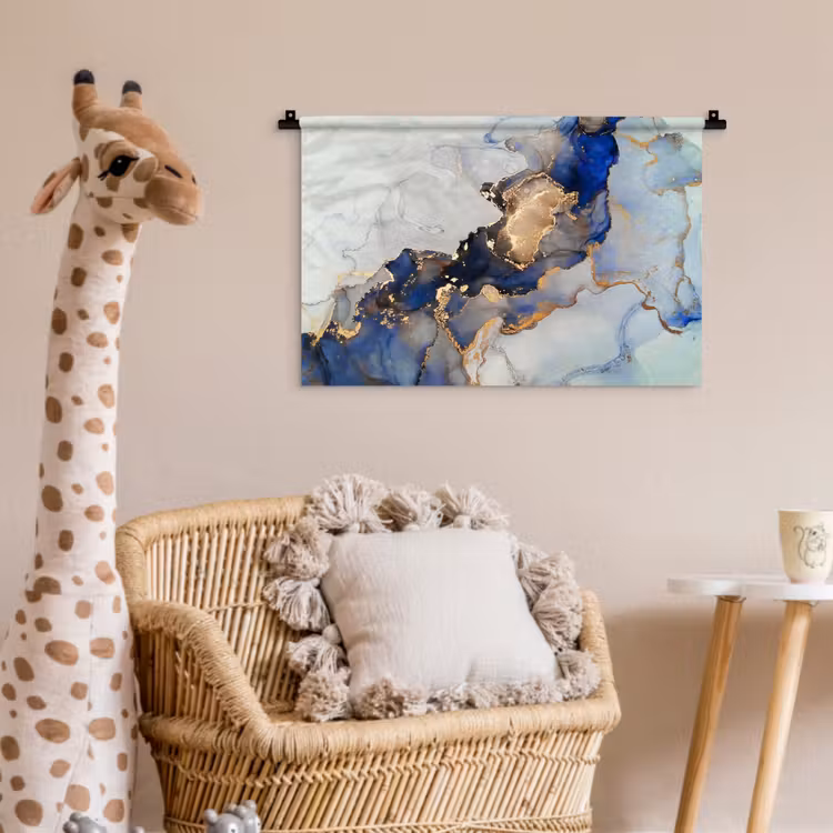 Wandkleed - Marmer - Blauw - Goud — 5