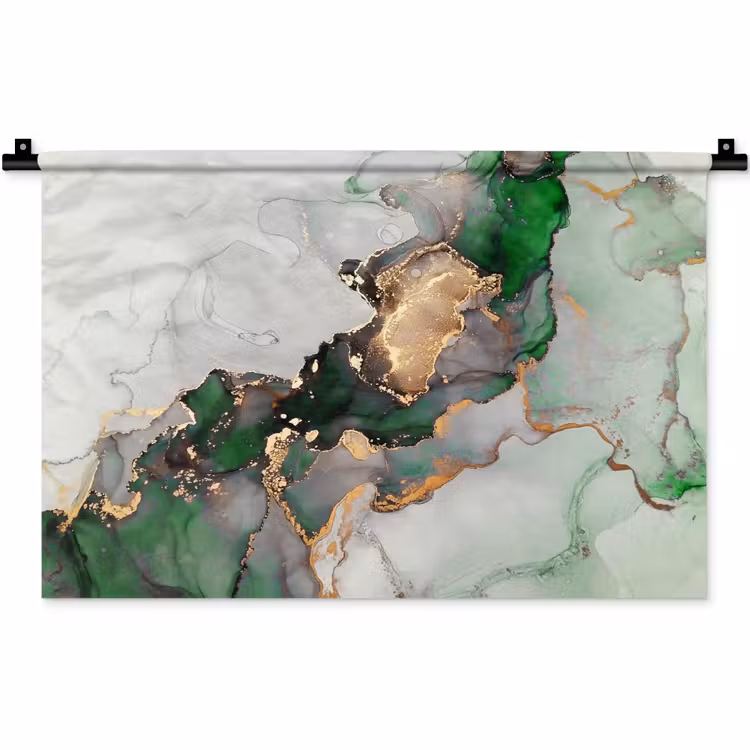 Wandkleed - Marmer - Goud - Groen - Luxe — 1