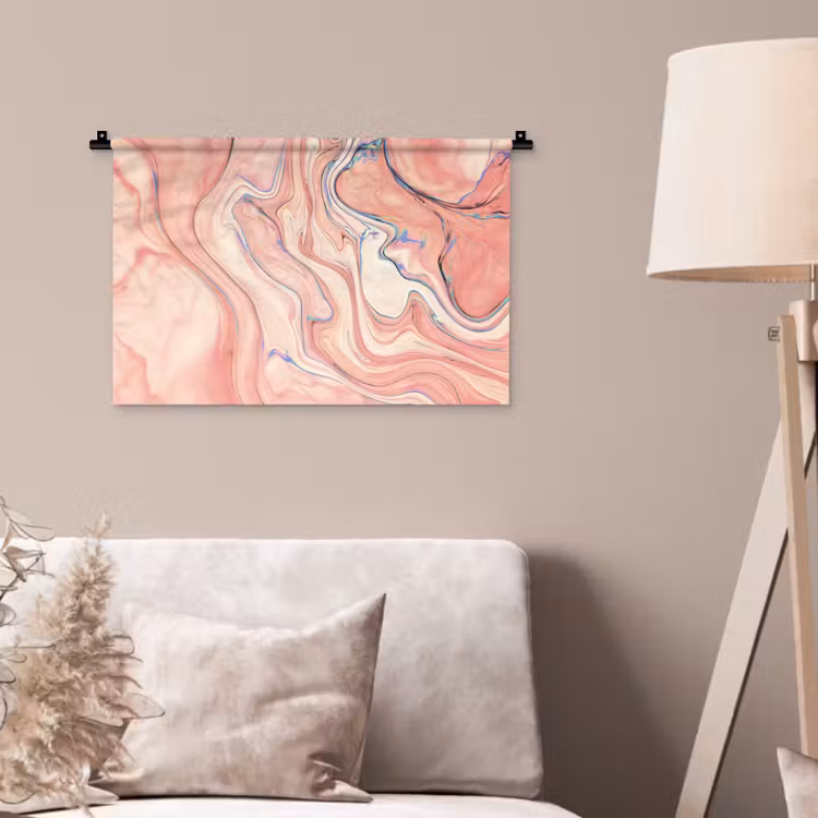 Wandkleed - Marmer - Pastel - Roze - Blauw - Marmerlook - Abstract — 2