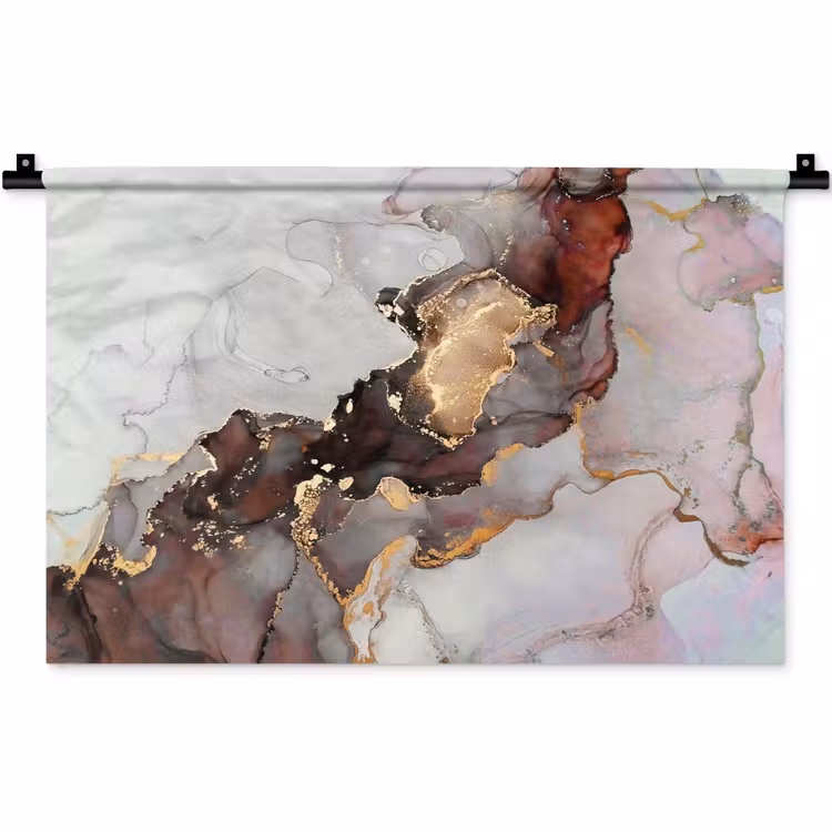 Wandkleed - Rood - Marmer - Goud — 1