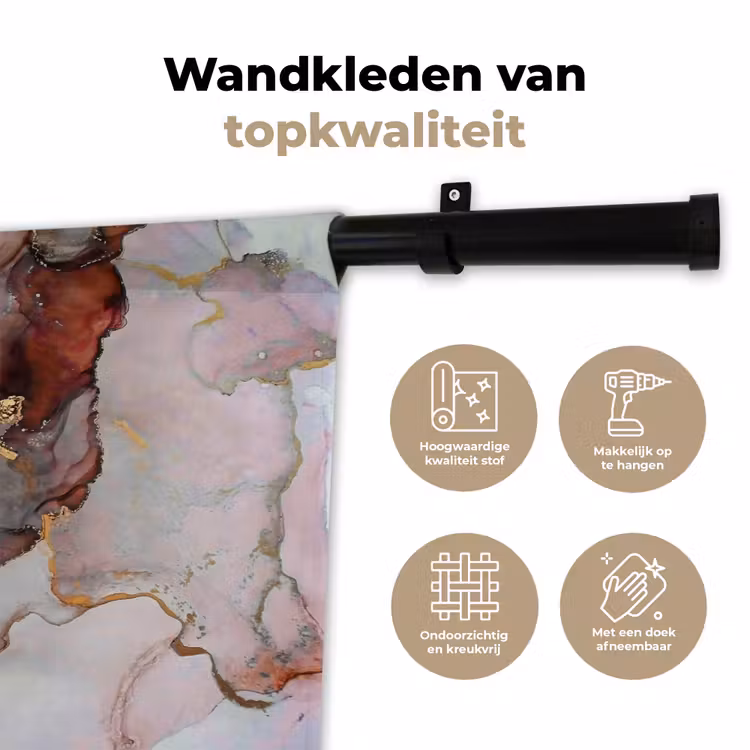 Wandkleed - Rood - Marmer - Goud — 3