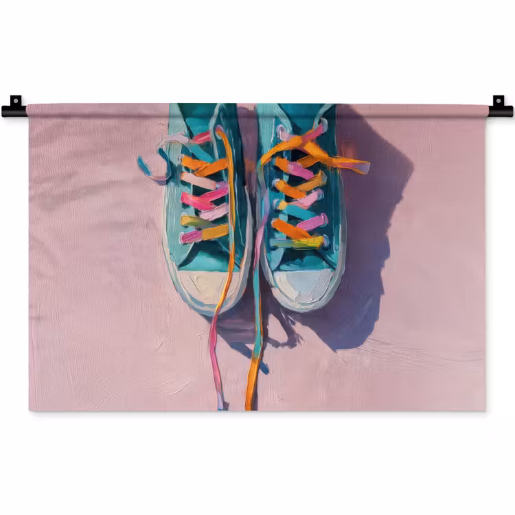 Wandkleed - Sneakers - Veters - Kleurrijk - Schaduw — 1