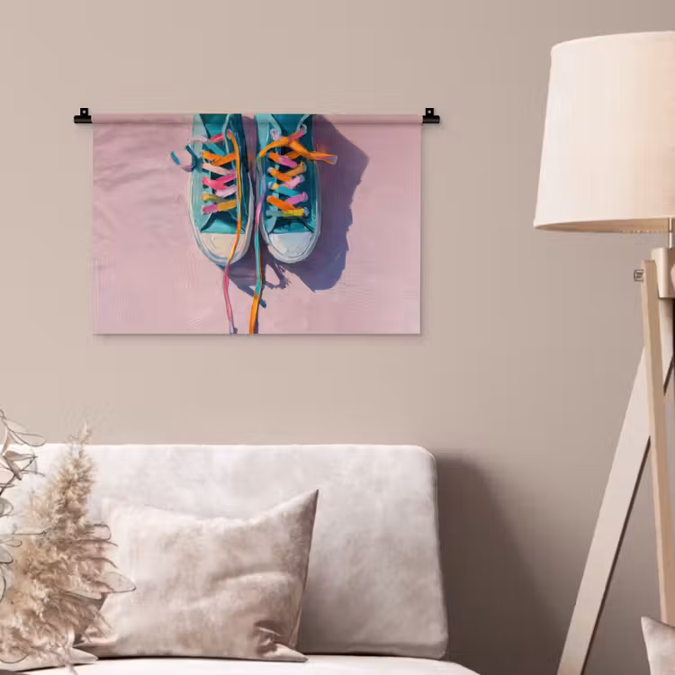 Wandkleed - Sneakers - Veters - Kleurrijk - Schaduw — 2