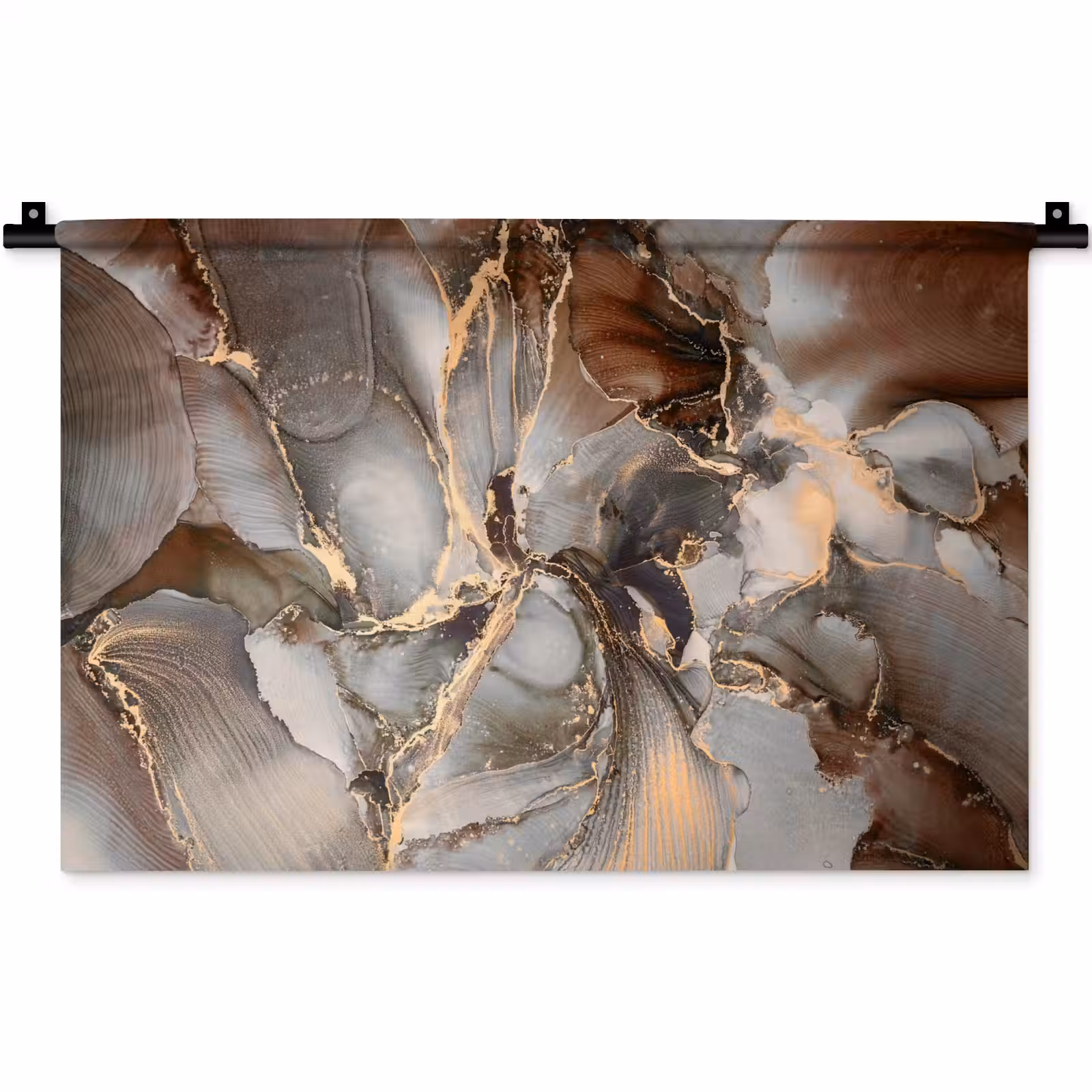 Wandkleed - Grijs - Goud - Marmer - Marmerlook — 1