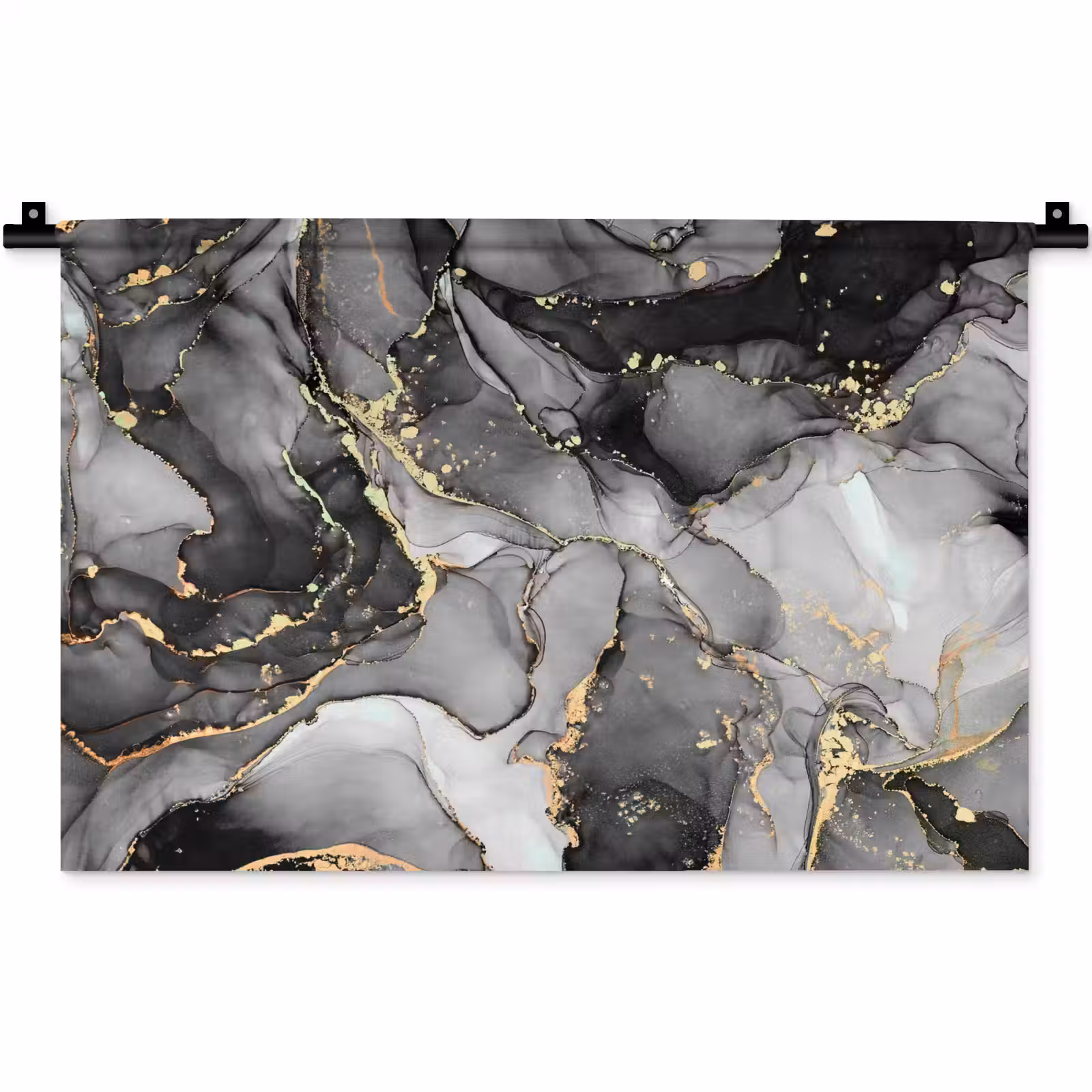 Wandkleed - Grijs - Luxe - Goud - Marmer — 1