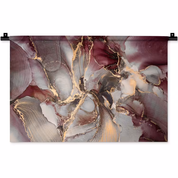 Wandkleed - Goud - Marmer - Paars — 1