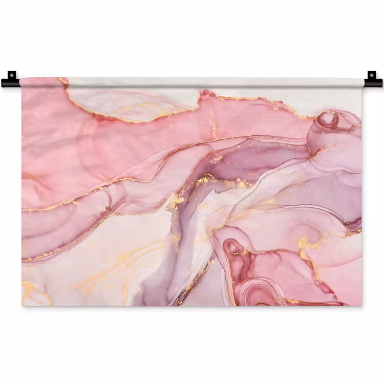 Wandkleed - Goud - Marmer - Roze — 1