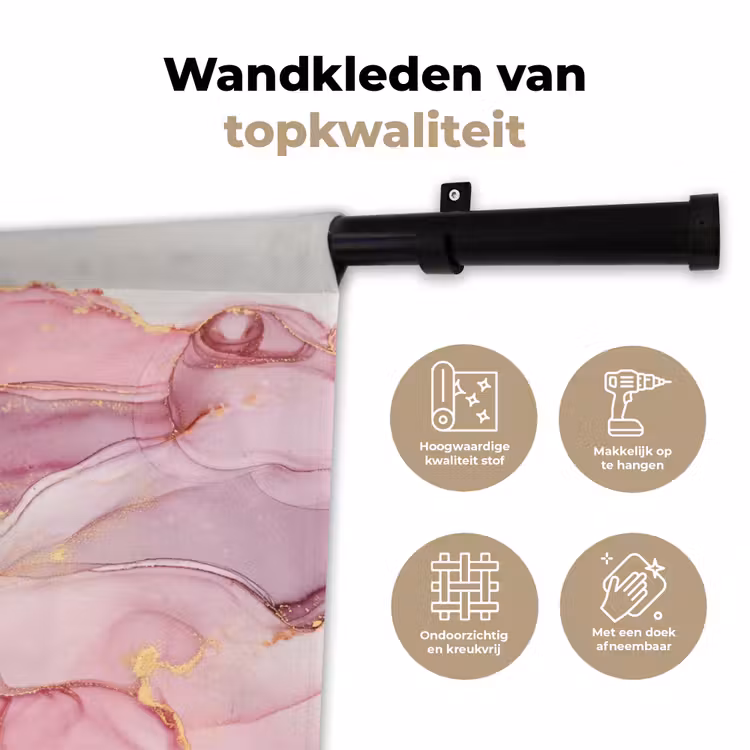 Wandkleed - Goud - Marmer - Roze — 3