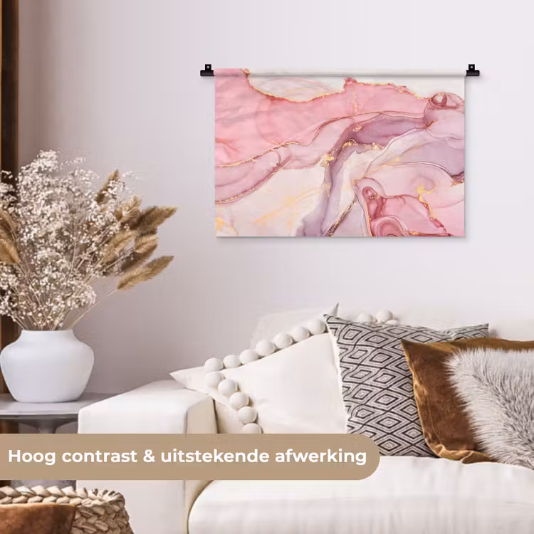 Wandkleed - Goud - Marmer - Roze — 4