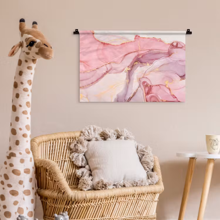 Wandkleed - Goud - Marmer - Roze — 5