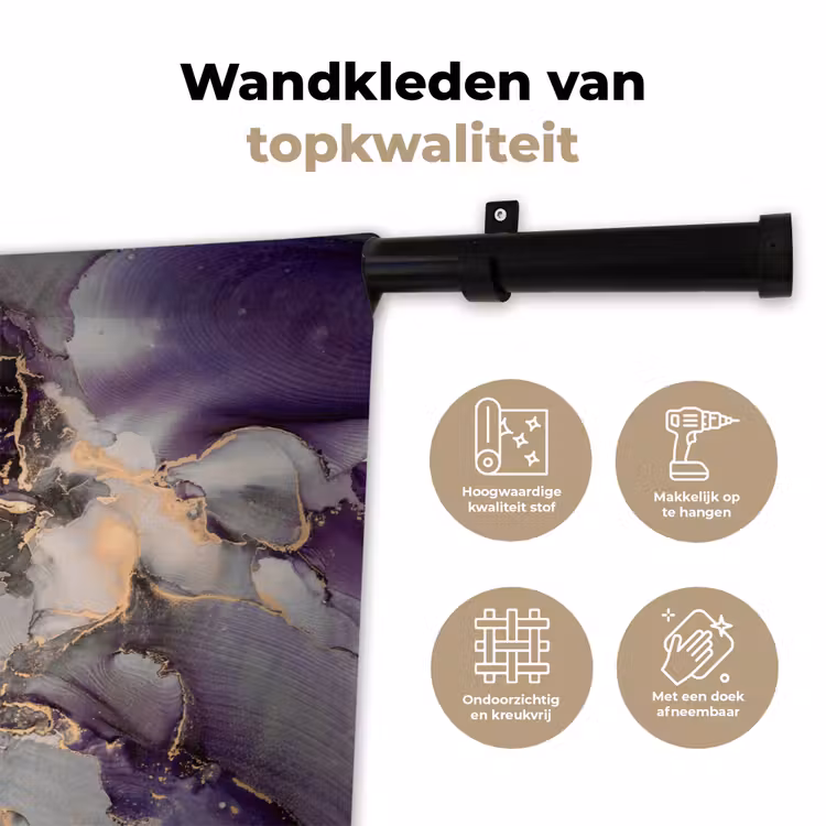 Wandkleed - Goud - Paars - Marmer — 3