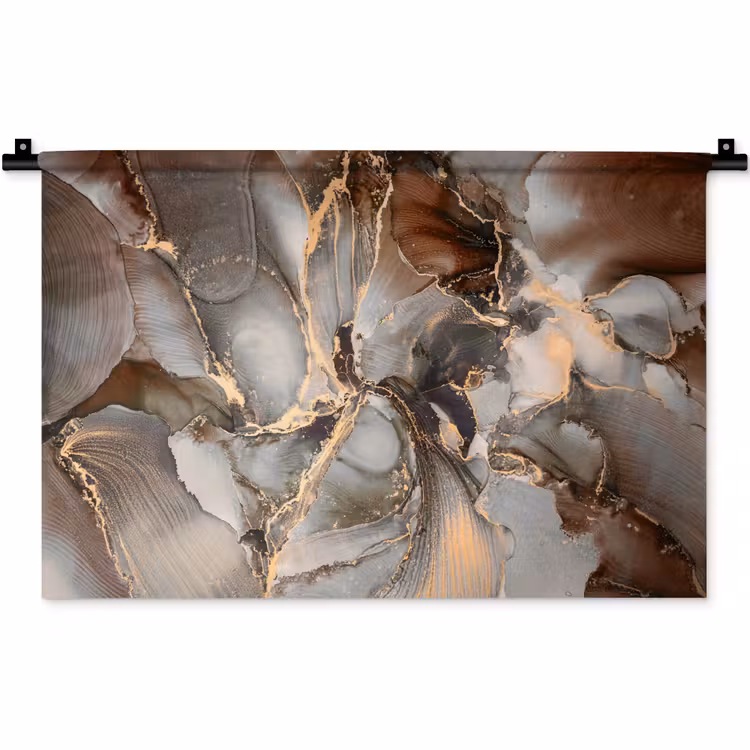 Wandkleed - Grijs - Goud - Marmer - Marmerlook — 1
