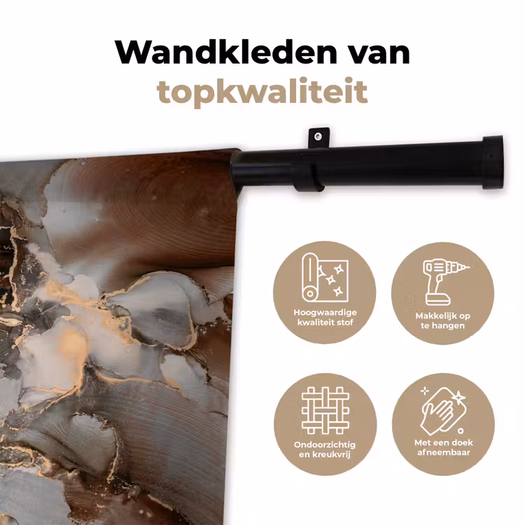 Wandkleed - Grijs - Goud - Marmer - Marmerlook — 3