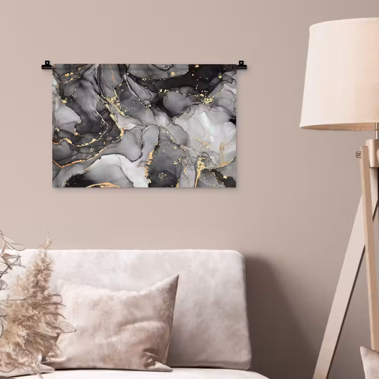 Wandkleed - Grijs - Luxe - Goud - Marmer — 2