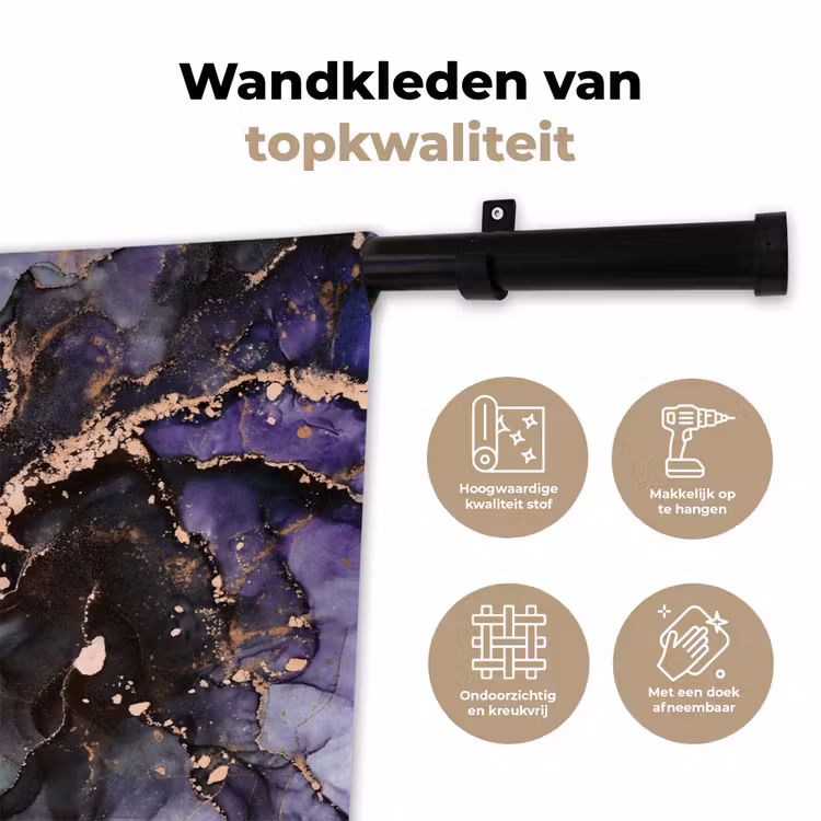 Wandkleed - Marmer - Goud - Roze — 3