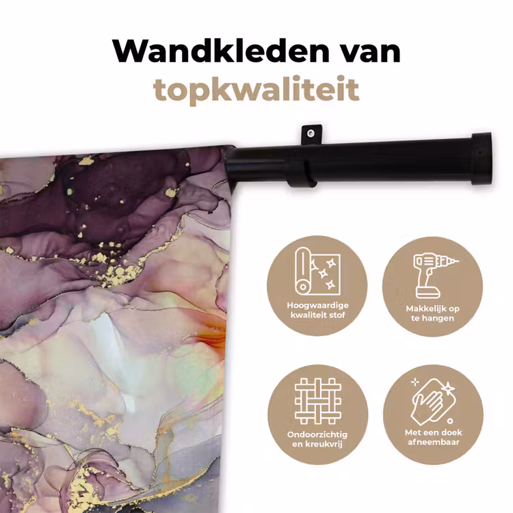 Wandkleed - Marmer - Rood - Paars - Goud — 3