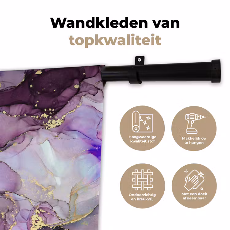 Wandkleed - Marmer - Roze - Paars - Gold — 3