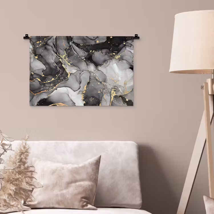 Wandkleed - Marmer - Zwart - Goud - Grijs — 2