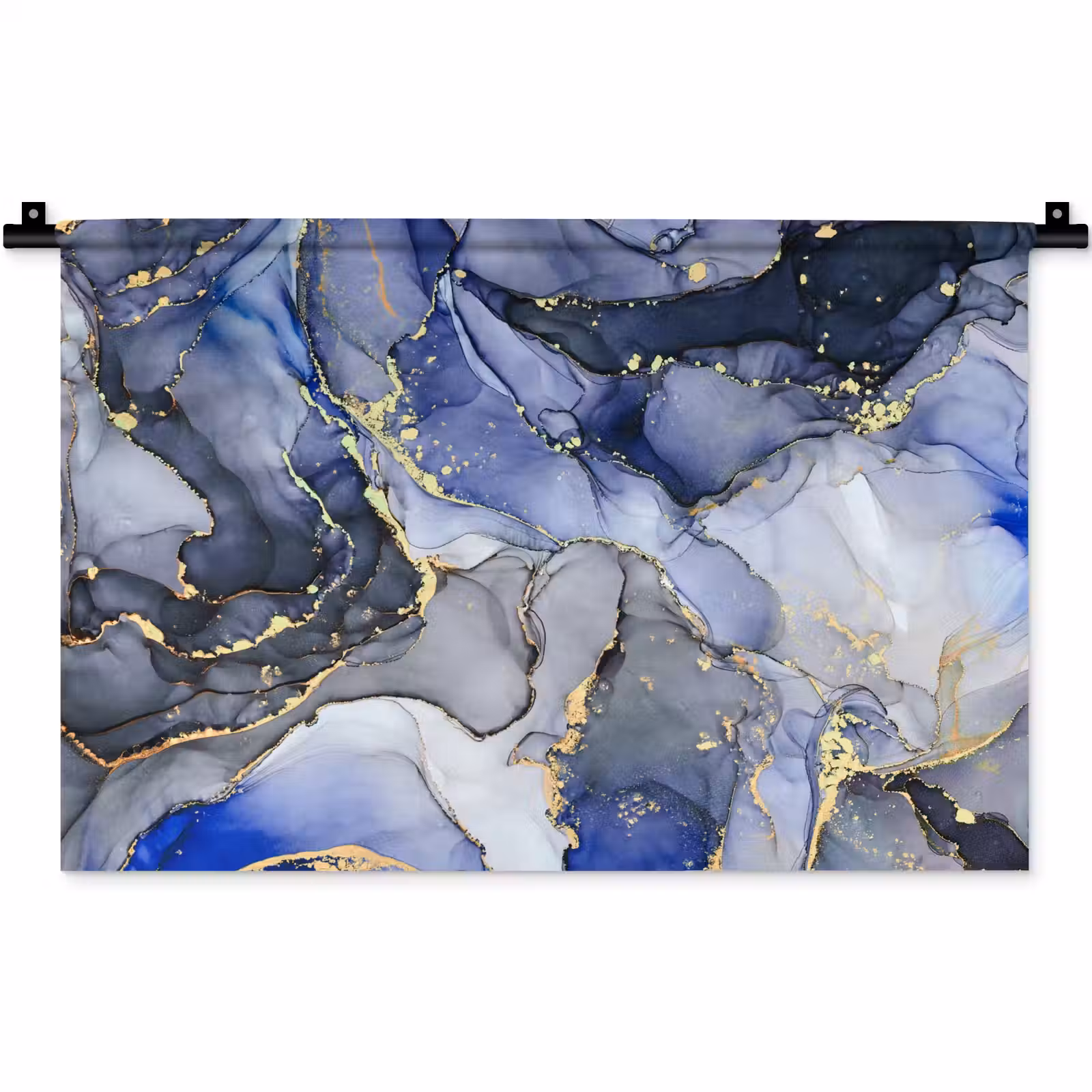 Wandkleed - Marmer - Goud - Abstract - Blauw — 1