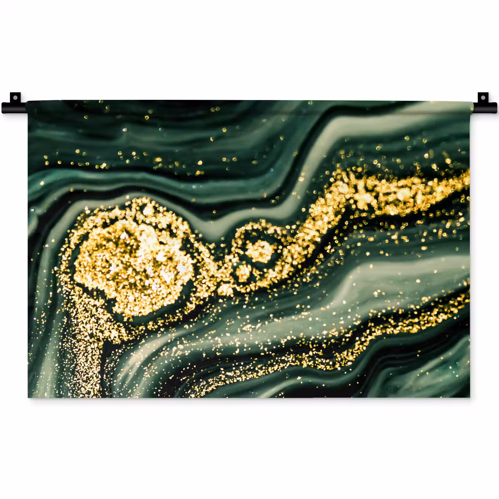 Wandkleed - Marmer - Goud - Glitter - Groen - Marmerlook - Luxe — 1
