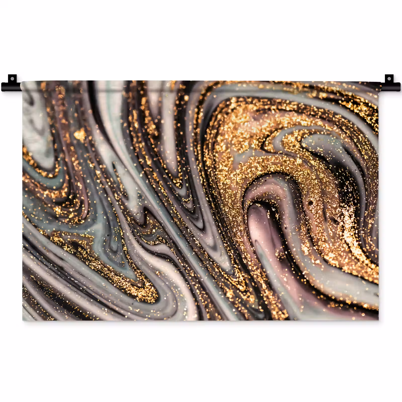 Wandkleed - Marmerlook - Goud - Glitter - Luxe - Marmer - Wit — 1