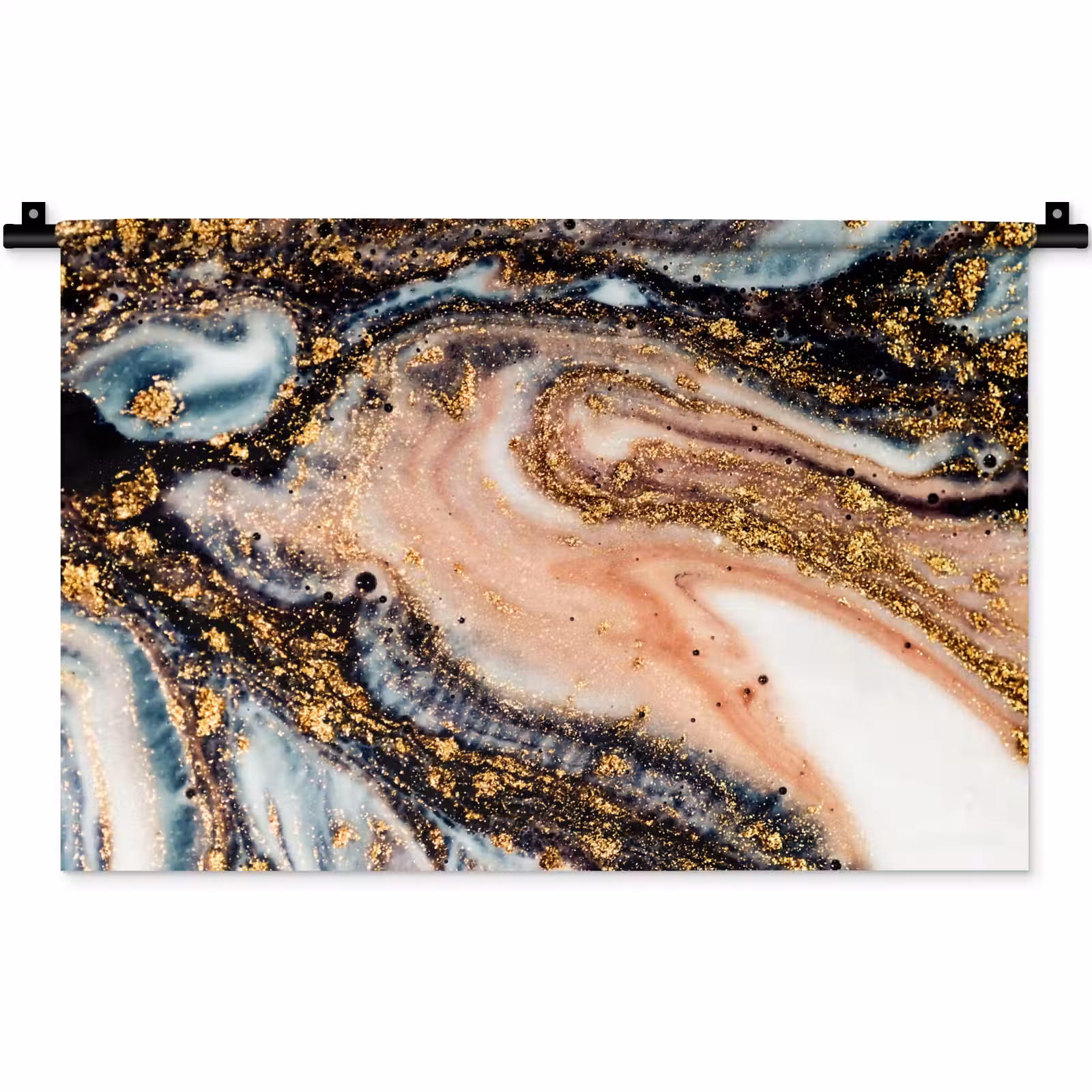 Wandkleed - Marmerlook - Goud - Zwart - Glitter - Chic — 1