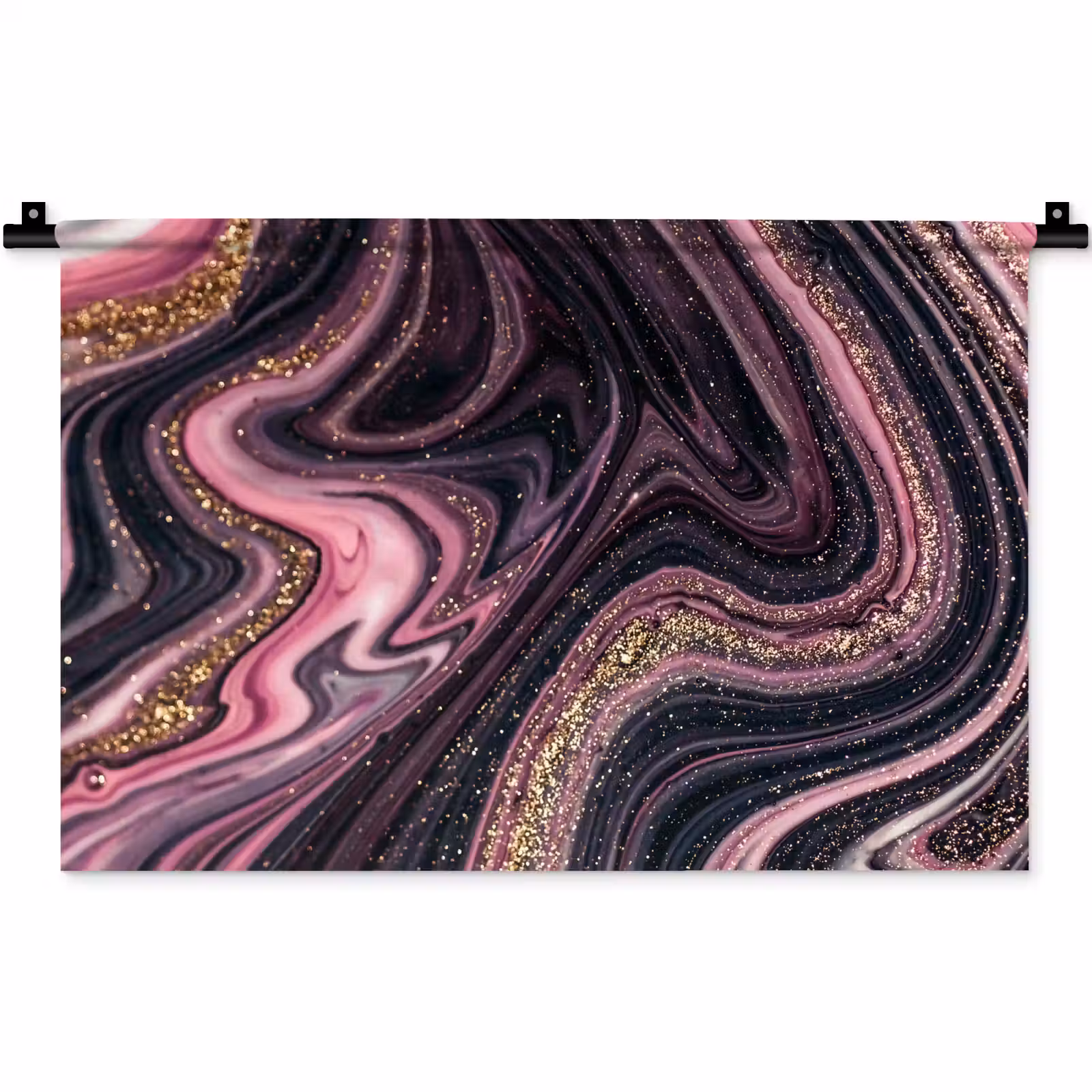 Wandkleed - Marmerlook - Roze - Paars - Goud - Luxe - Marmer — 1