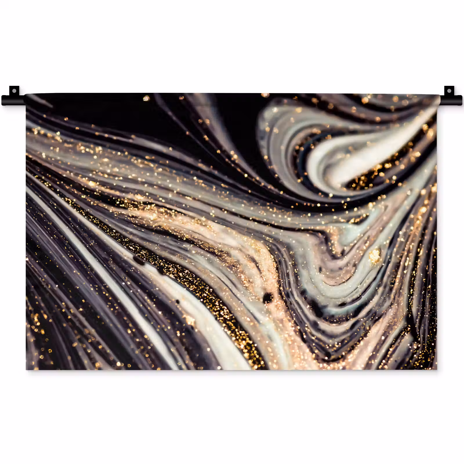 Wandkleed - Marmerlook - Zwart - Goud - Wit - Glitter - Marmer — 1