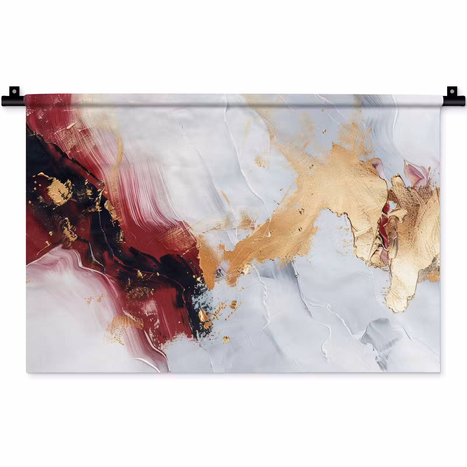 Wandkleed - Rood - Abstract - Goud - Modern — 1