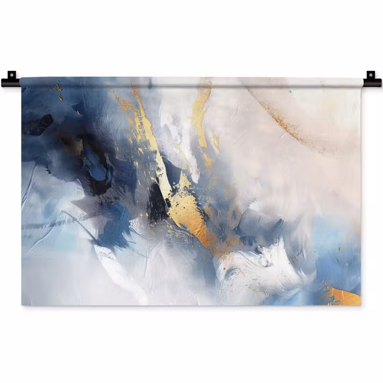 Wandkleed - Blauw - Modern - Marmer - Abstract - Goud — 1