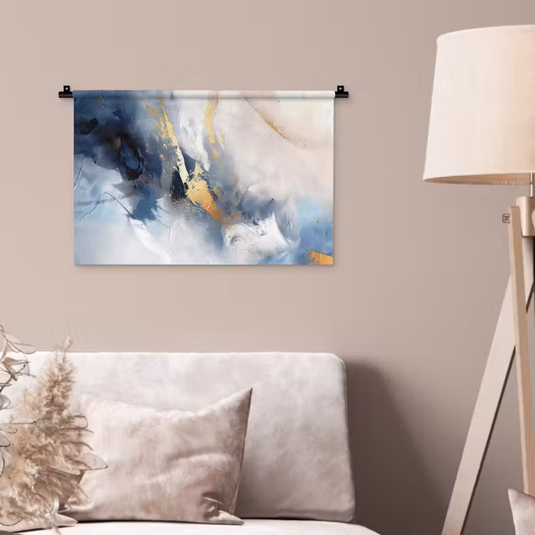 Wandkleed - Blauw - Modern - Marmer - Abstract - Goud — 2