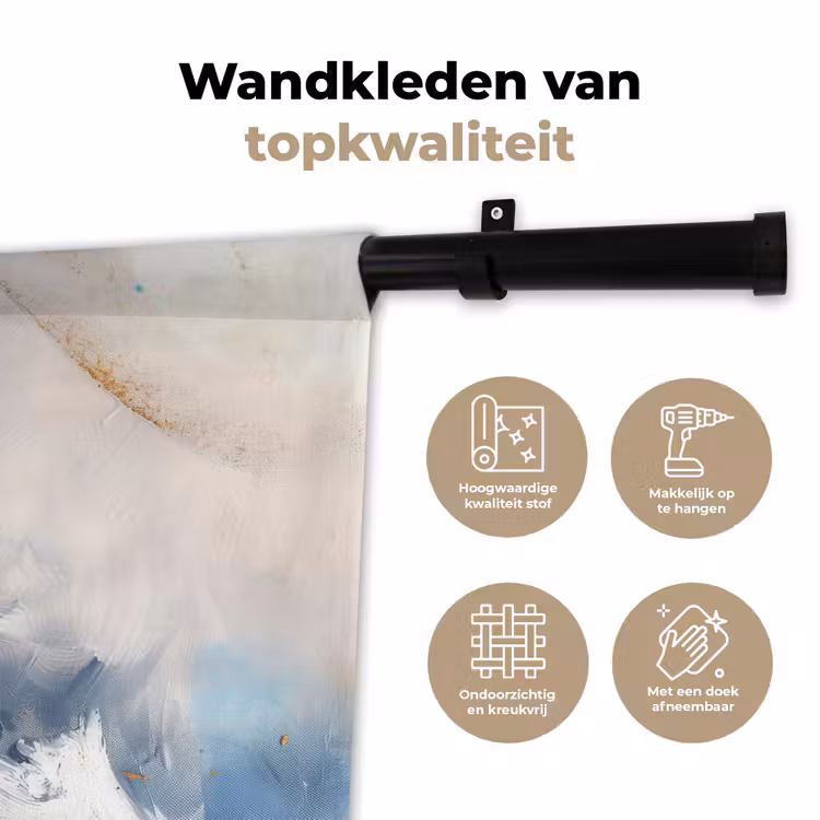 Wandkleed - Blauw - Modern - Marmer - Abstract - Goud — 3