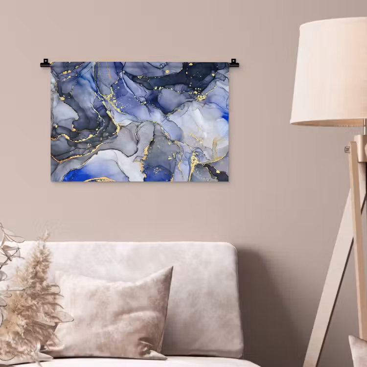 Wandkleed - Marmer - Goud - Abstract - Blauw — 2