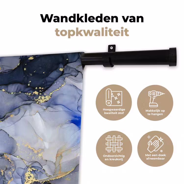 Wandkleed - Marmer - Goud - Abstract - Blauw — 3