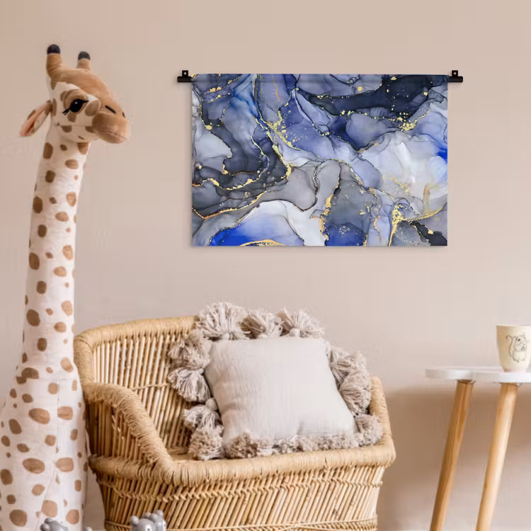 Wandkleed - Marmer - Goud - Abstract - Blauw — 5