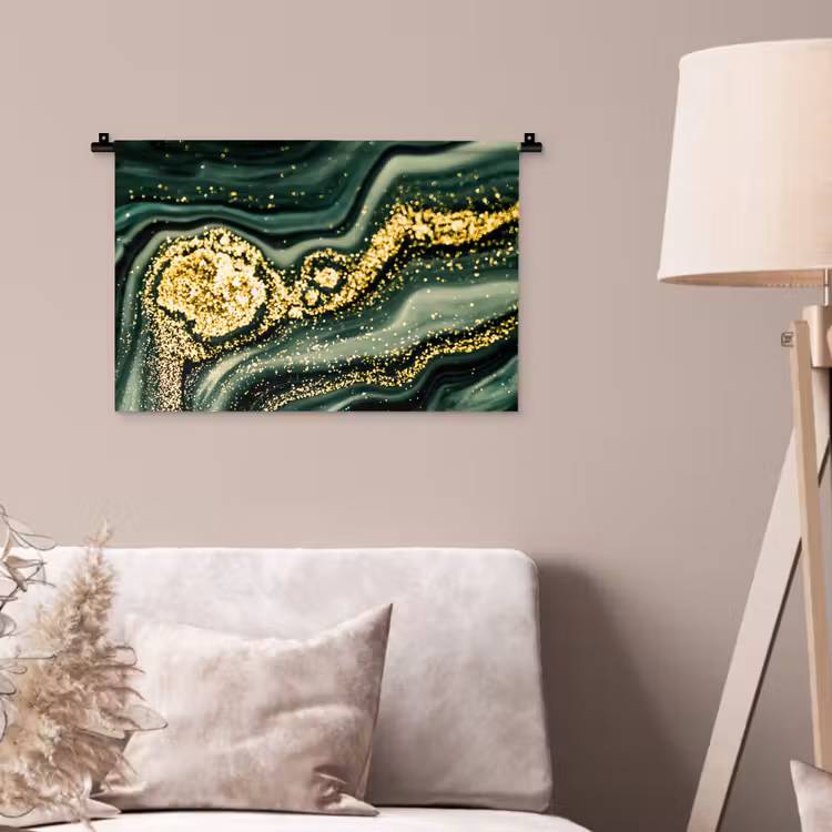 Wandkleed - Marmer - Goud - Glitter - Groen - Marmerlook - Luxe — 2