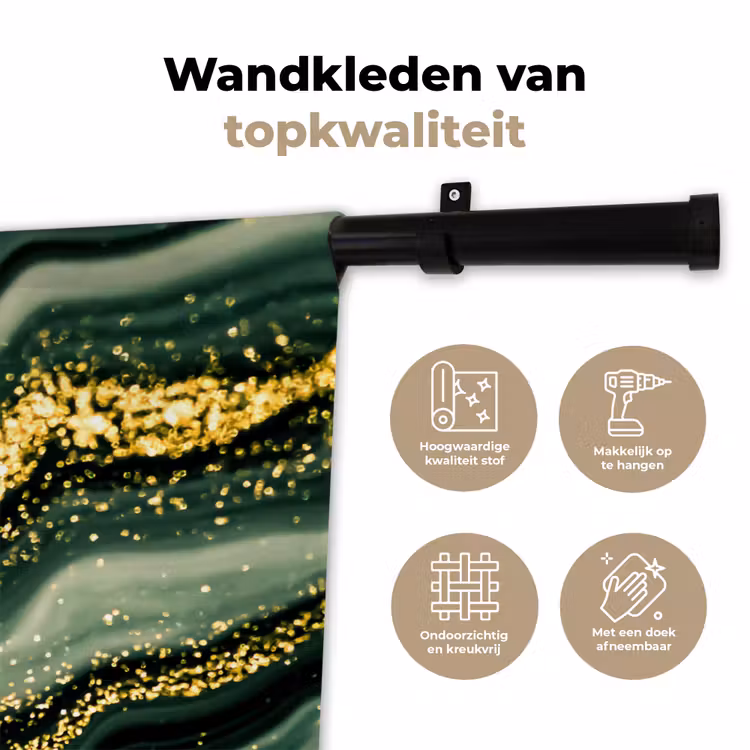 Wandkleed - Marmer - Goud - Glitter - Groen - Marmerlook - Luxe — 3