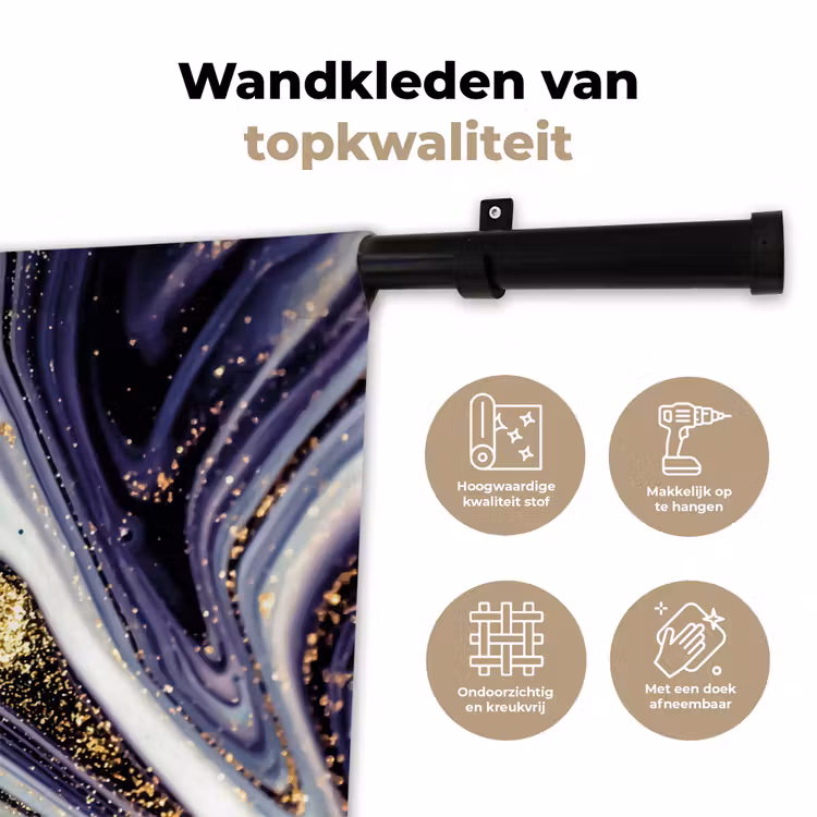Wandkleed - Marmer - Paars - Luxe - Marmerlook - Glitter — 3