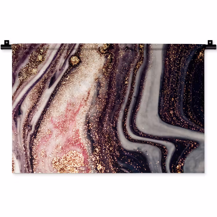 Wandkleed - Marmer - Roze - Goud - Glitter - Marmerlook — 1