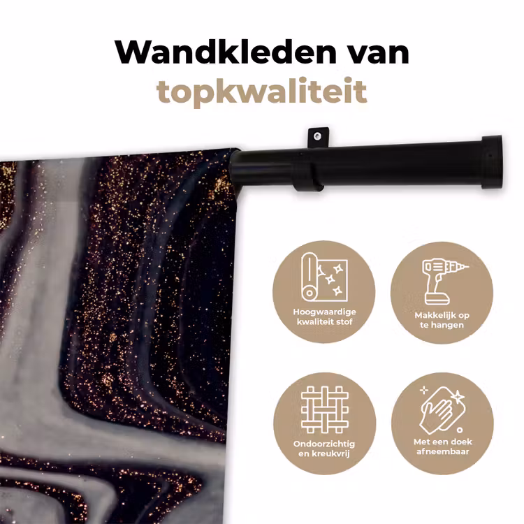 Wandkleed - Marmer - Roze - Goud - Glitter - Marmerlook — 3