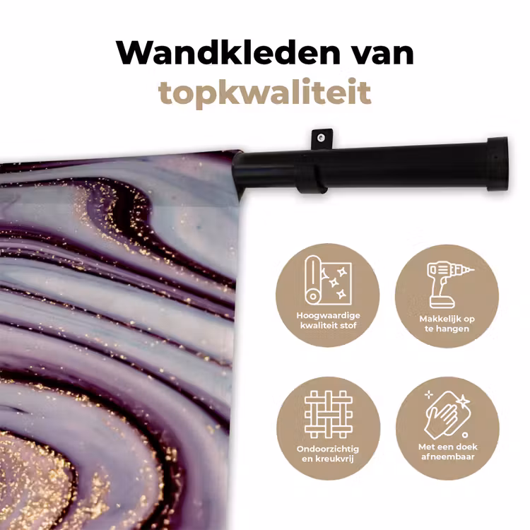 Wandkleed - Marmer - Roze - Goud - Glitter - Marmerlook - Luxe — 3