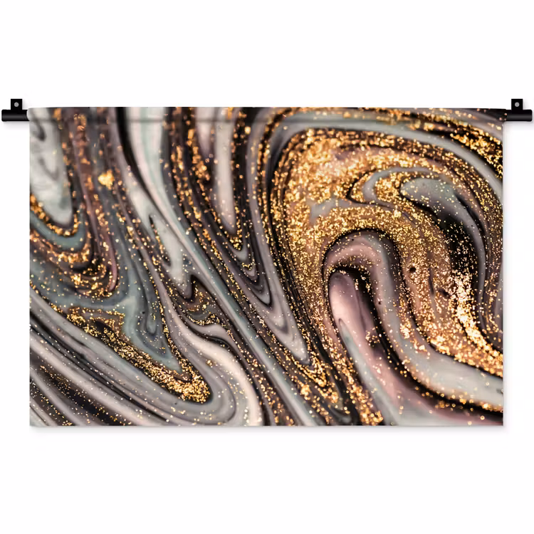 Wandkleed - Marmerlook - Goud - Glitter - Luxe - Marmer - Wit — 1
