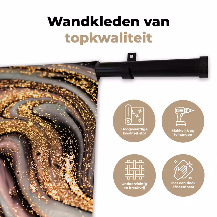 Wandkleed - Marmerlook - Goud - Glitter - Luxe - Marmer - Wit — 3