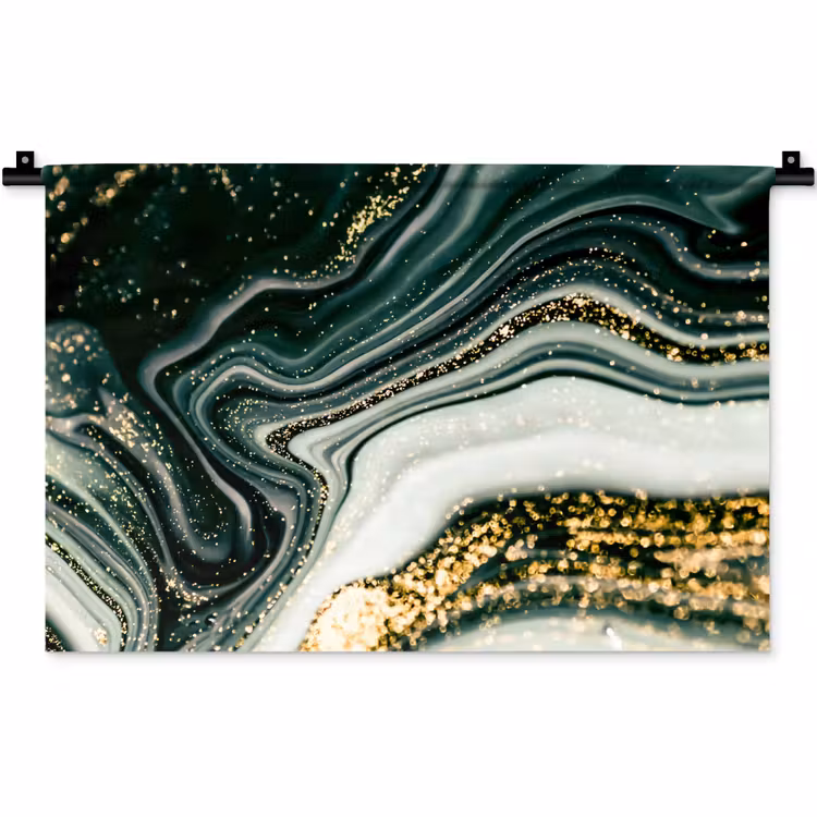 Wandkleed - Marmerlook - Goud - Groen - Glitter - Design - Marmer — 1