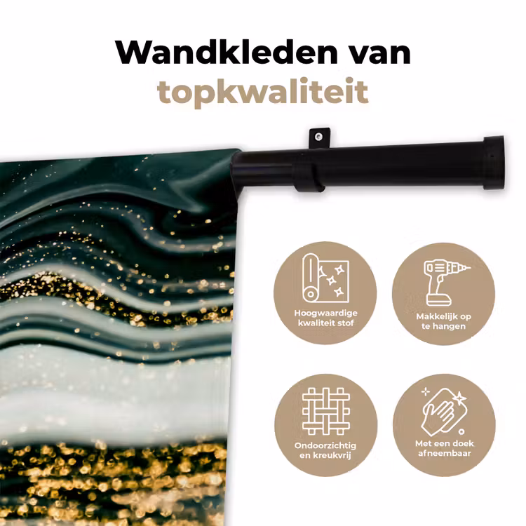 Wandkleed - Marmerlook - Goud - Groen - Glitter - Design - Marmer — 3