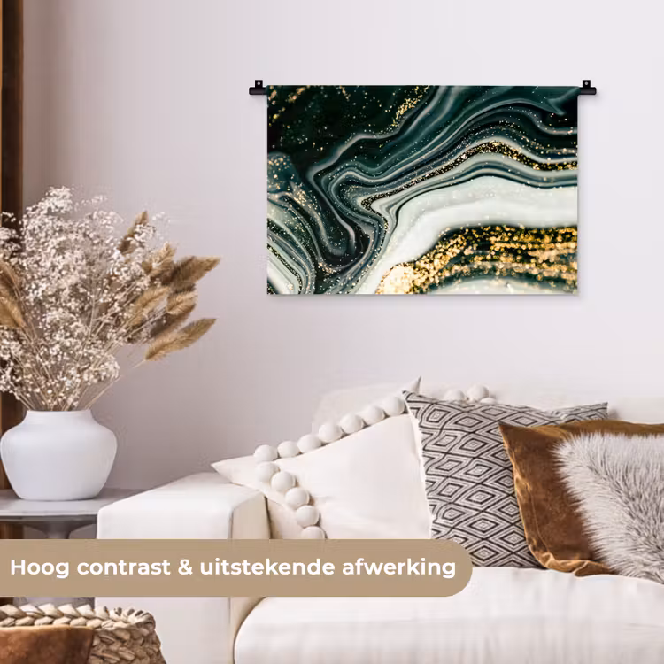 Wandkleed - Marmerlook - Goud - Groen - Glitter - Design - Marmer — 4