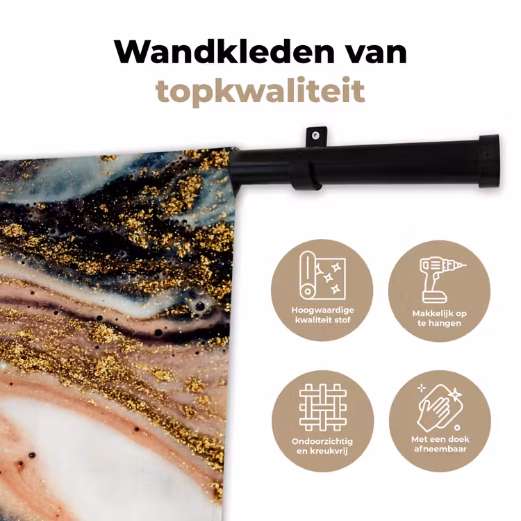 Wandkleed - Marmerlook - Goud - Zwart - Glitter - Chic — 3