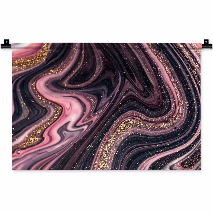 Wandkleed - Marmerlook - Roze - Paars - Goud - Luxe - Marmer — 1