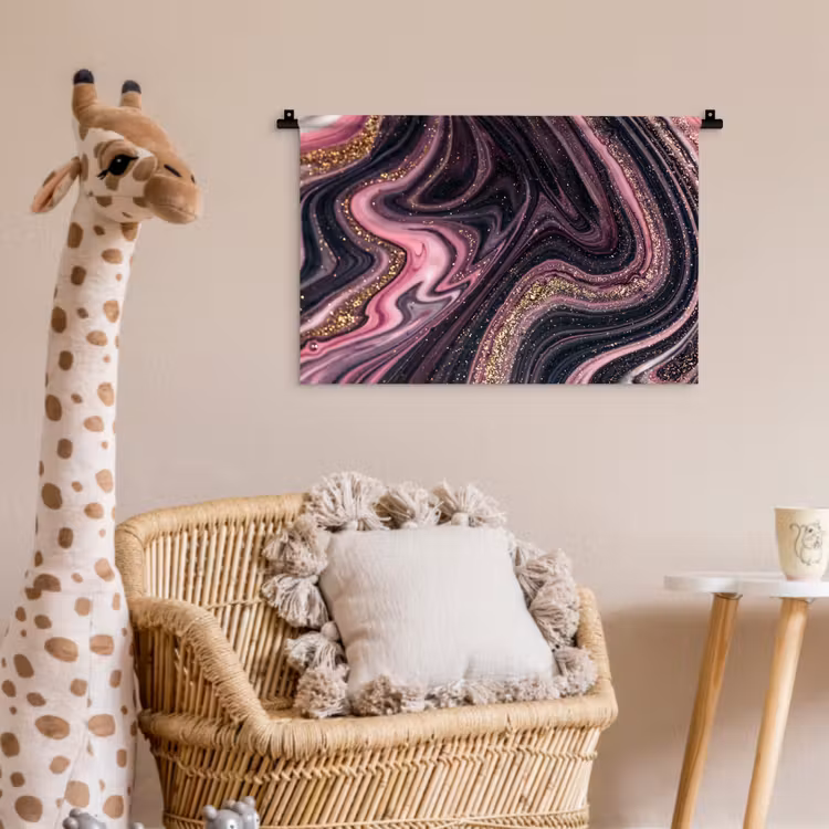 Wandkleed - Marmerlook - Roze - Paars - Goud - Luxe - Marmer — 5