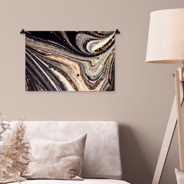 Wandkleed - Marmerlook - Zwart - Goud - Wit - Glitter - Marmer — 2